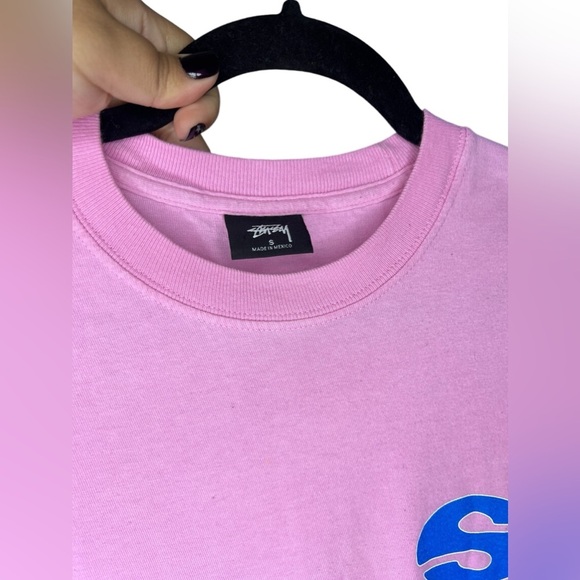 Stussy T-Shirt Mens Small Pink Oval S Tee Crew Neck Streetwear Hip Hop Fashion - Picture 4 of 6